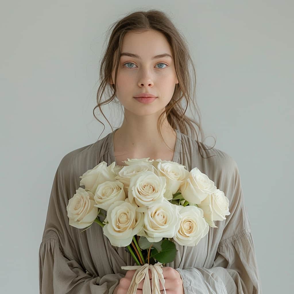 Белые розы, 17 шт.