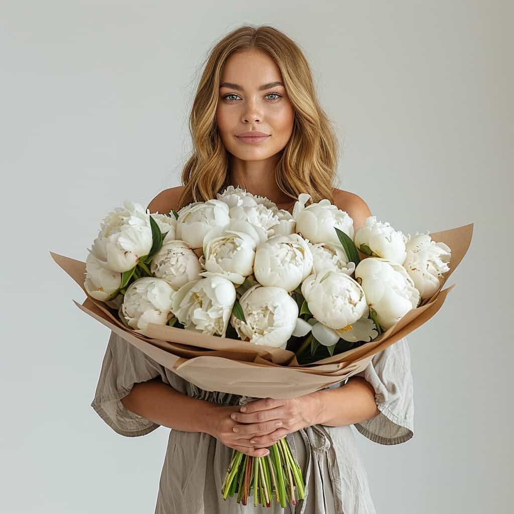 Пионы белые 29, лента
