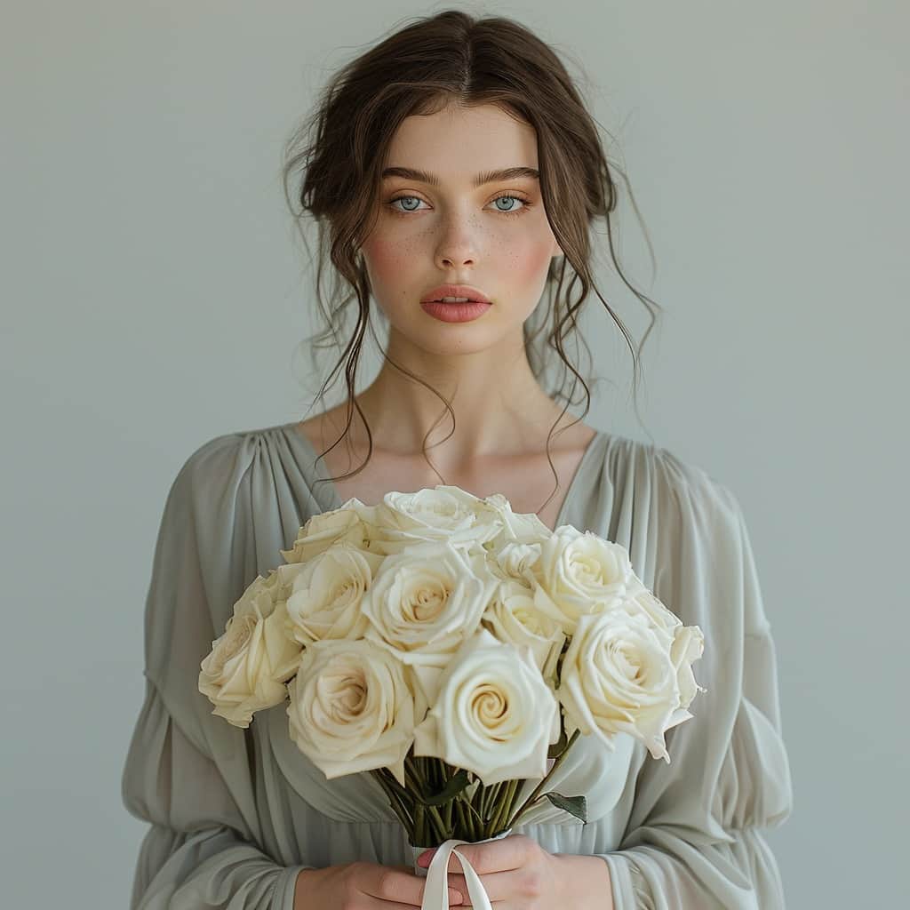 Белые розы, 19 шт.