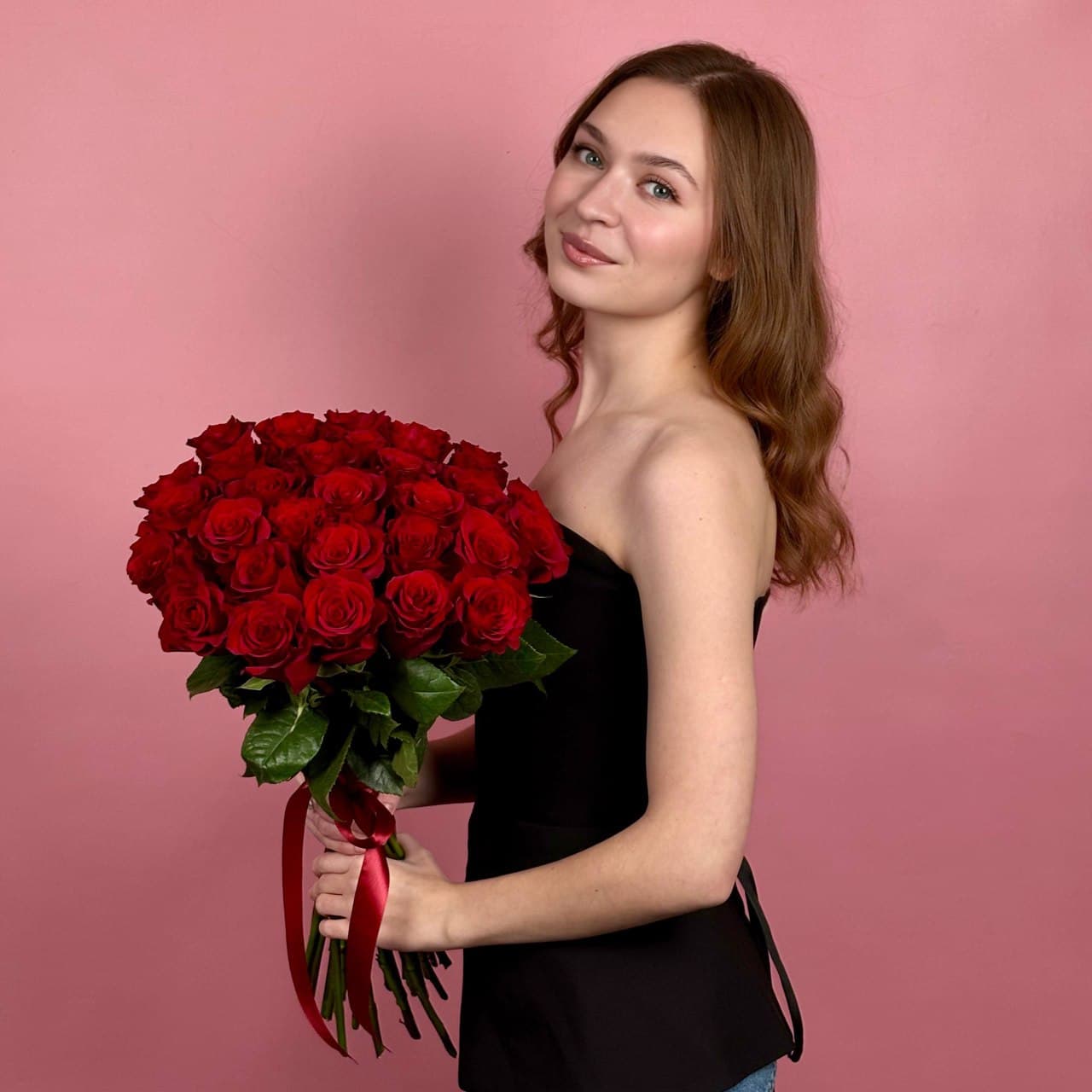 Бордовые розы, 29 шт. — миниатюра 2