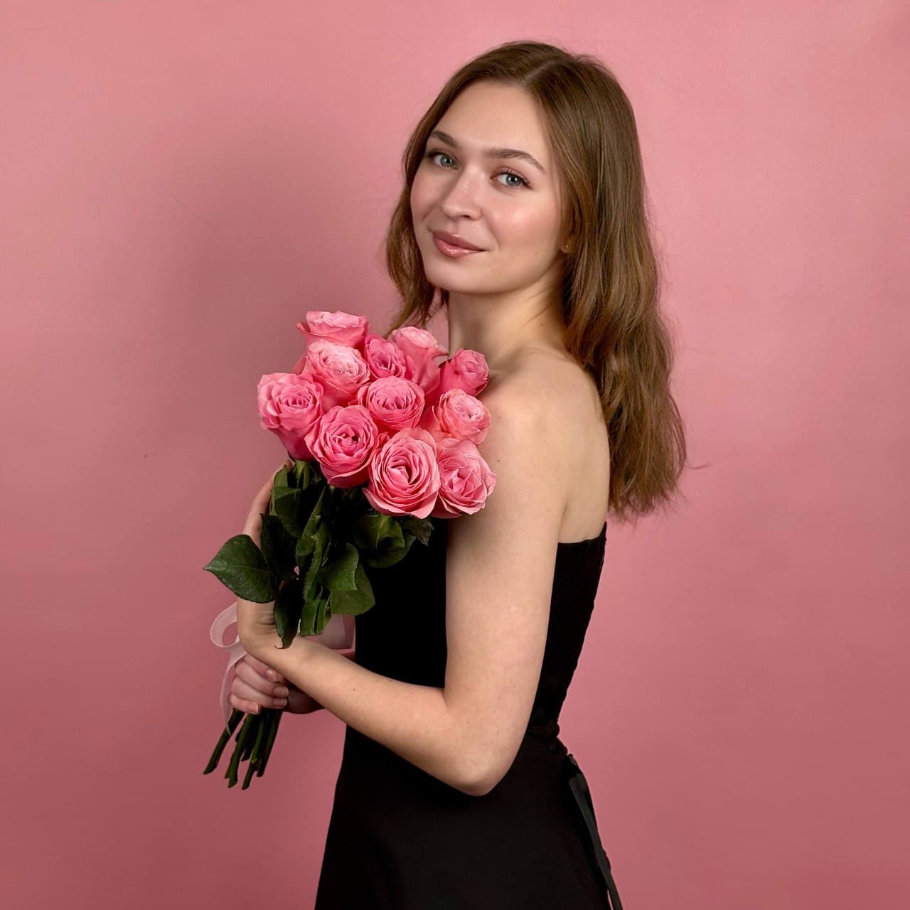 Розовые розы, 11 шт. — миниатюра 3