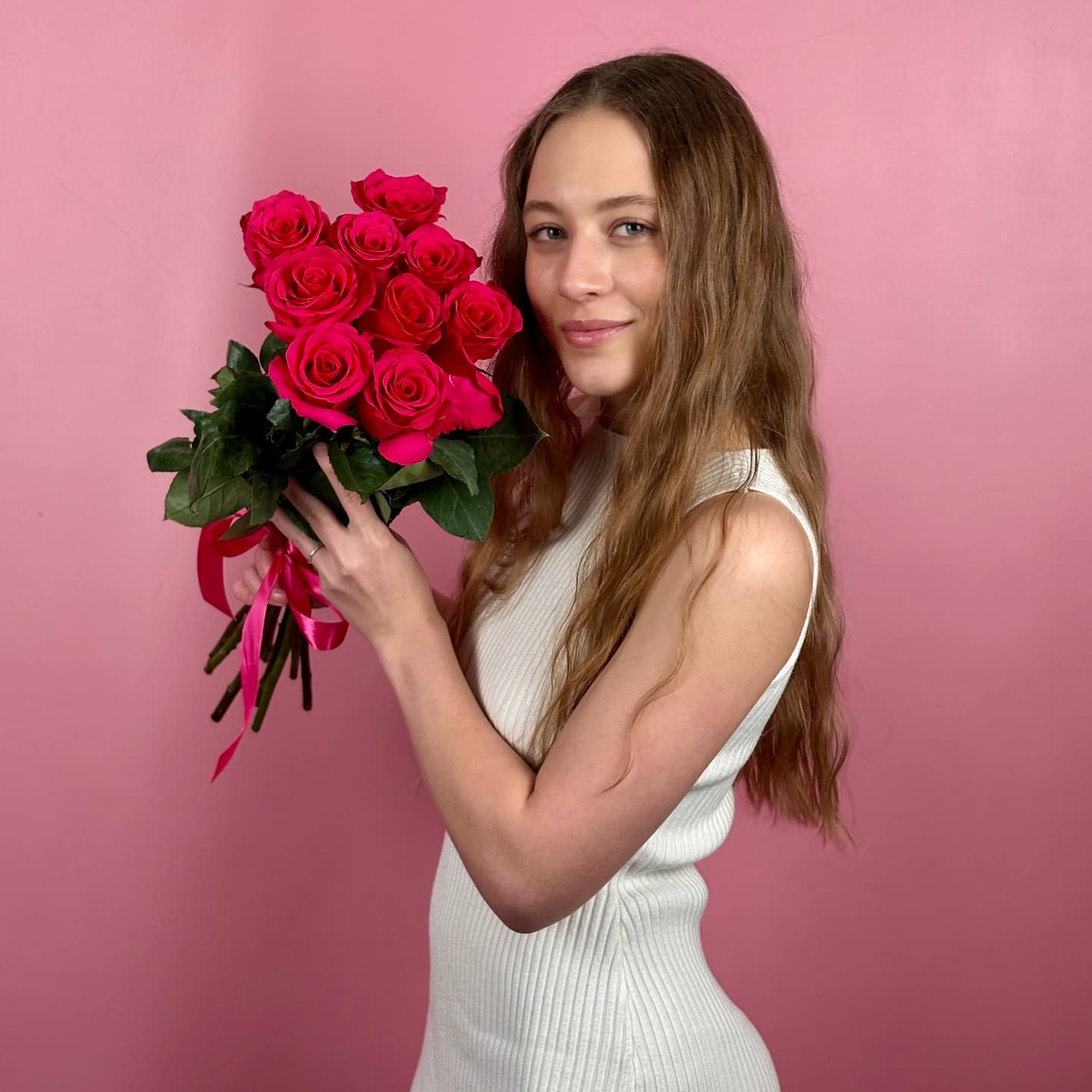 Розовые розы, 9 шт. — миниатюра 2