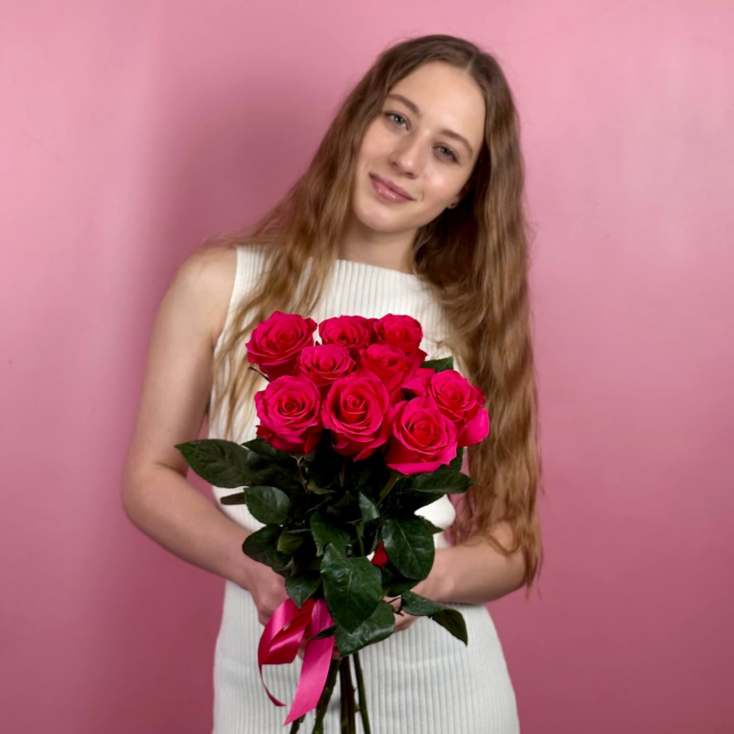 Розовые розы, 9 шт. — миниатюра 4
