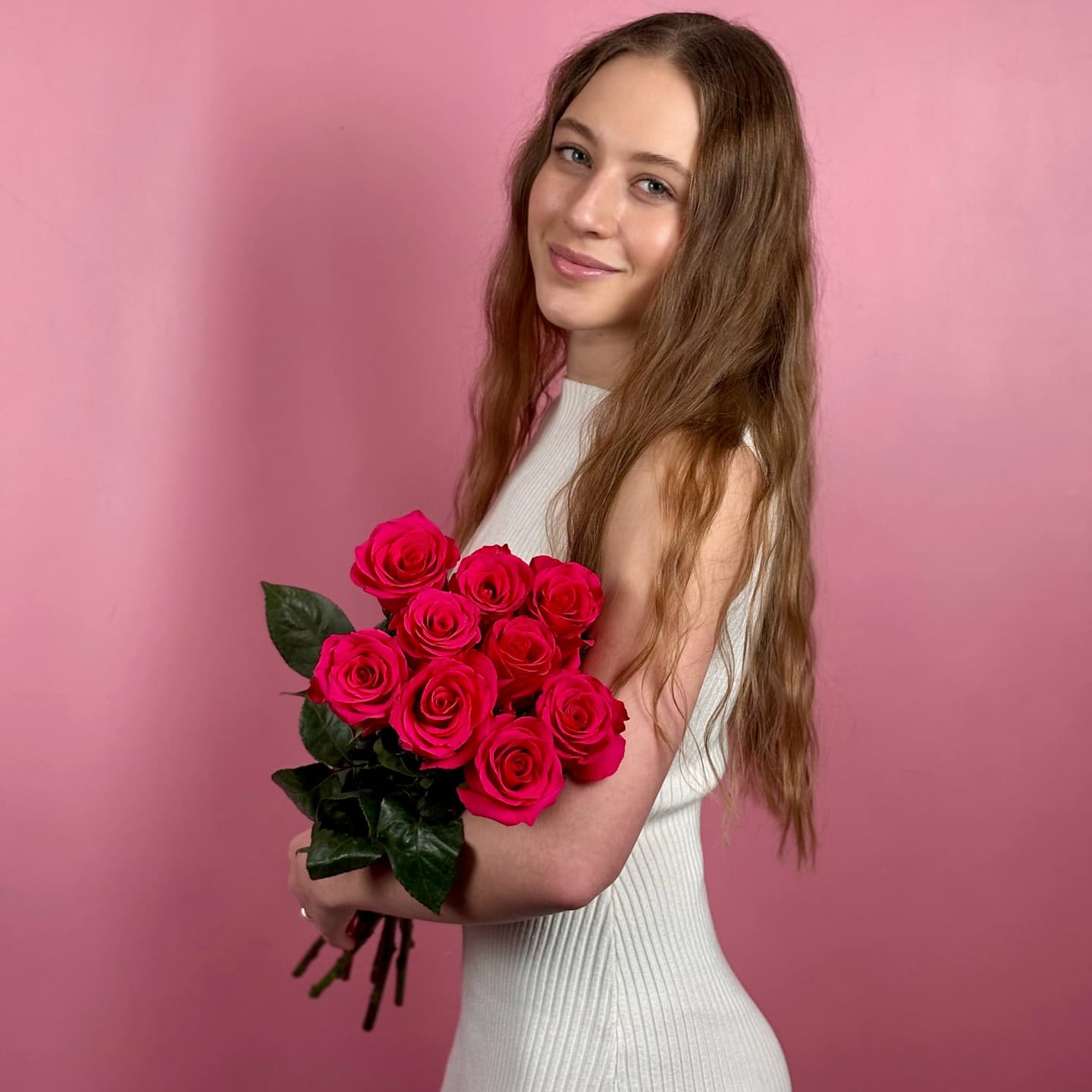 Розовые розы, 9 шт. — миниатюра 5