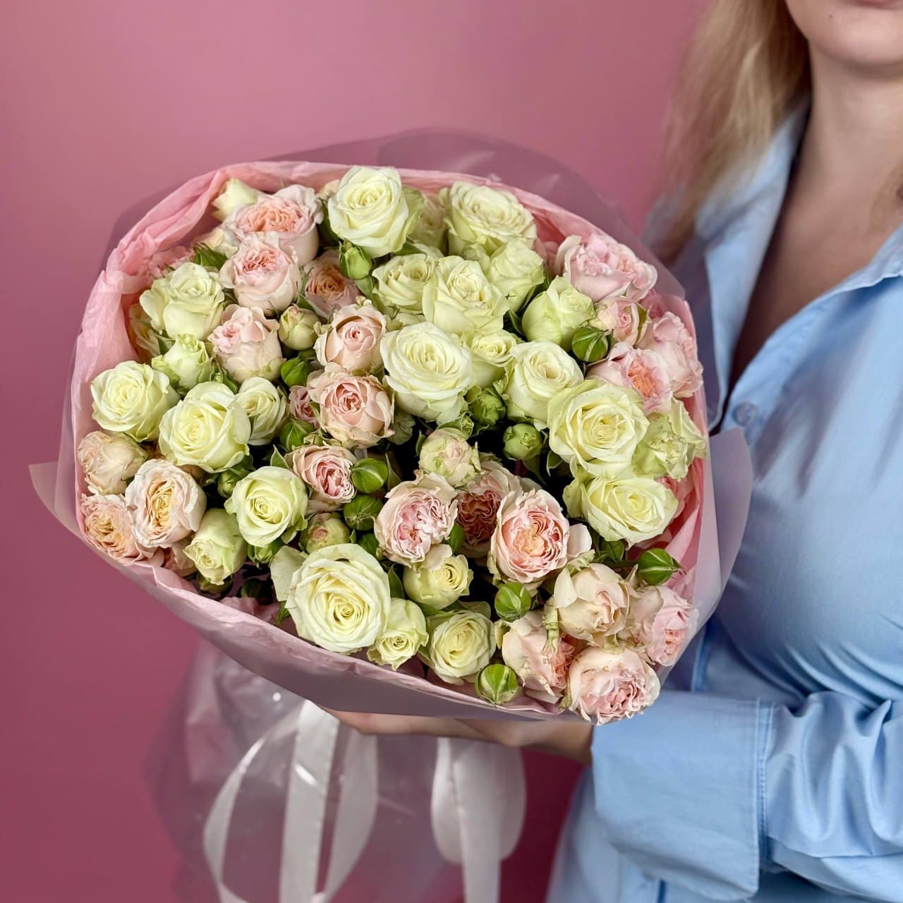 Кустовая роза, 15 шт. микс  круглой упаковке — миниатюра 3