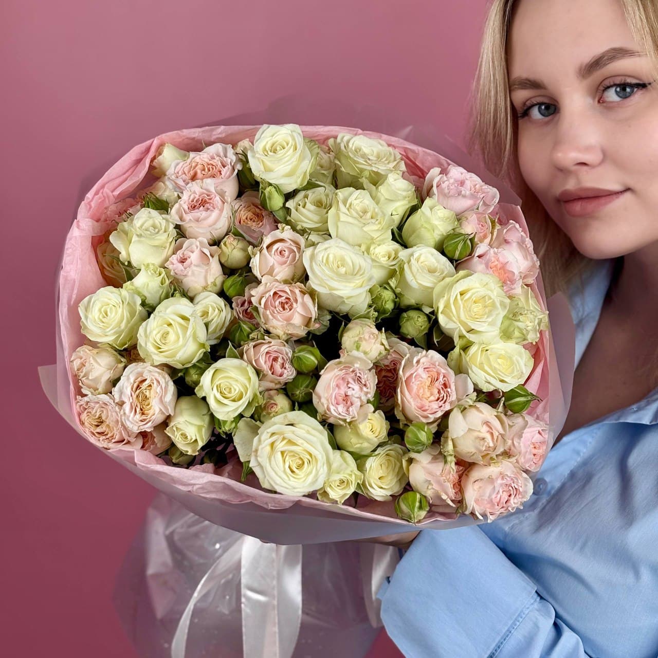 Кустовая роза, 15 шт. микс  круглой упаковке — миниатюра 5