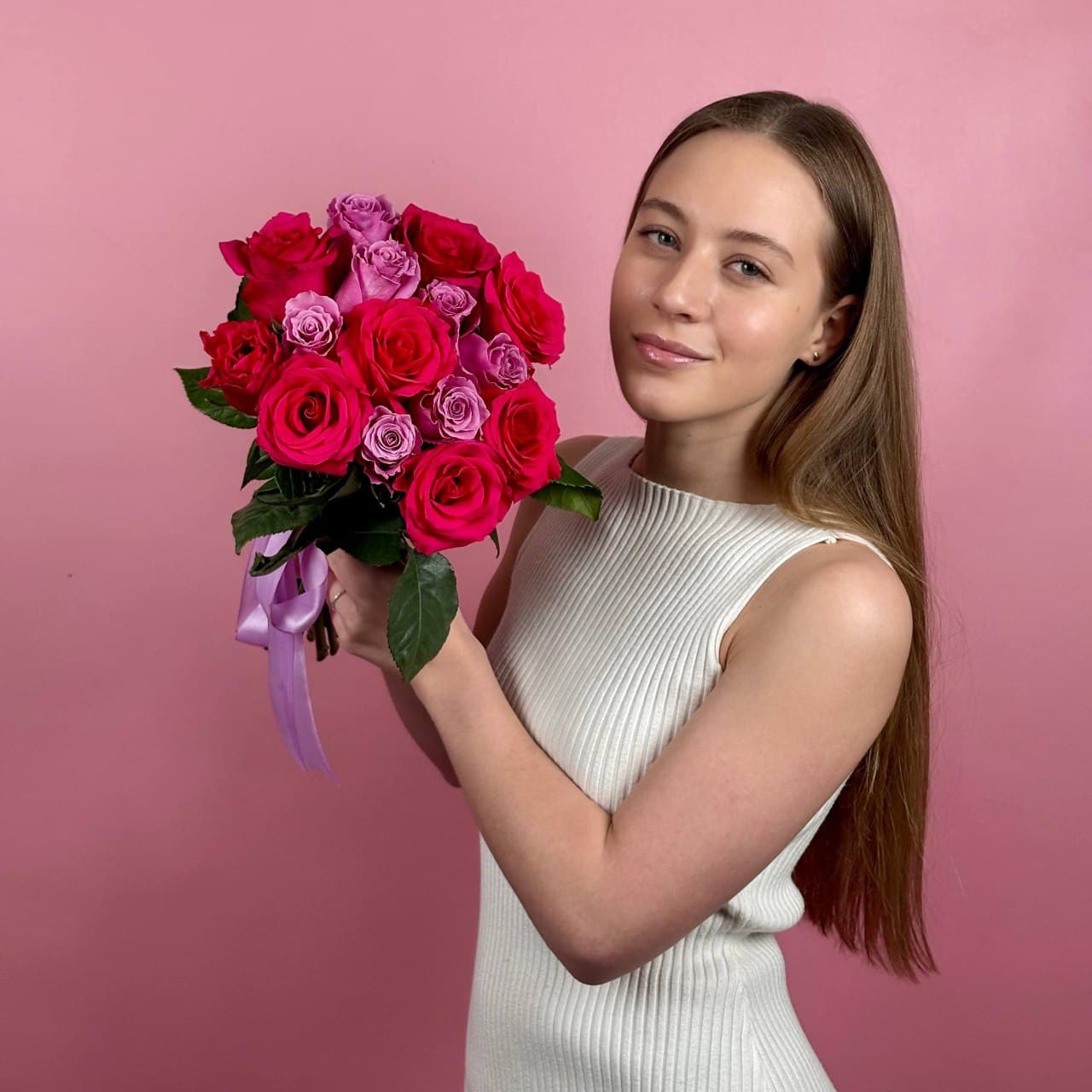 Микс розы, 15 шт. розовые-фиолетовые — миниатюра 5