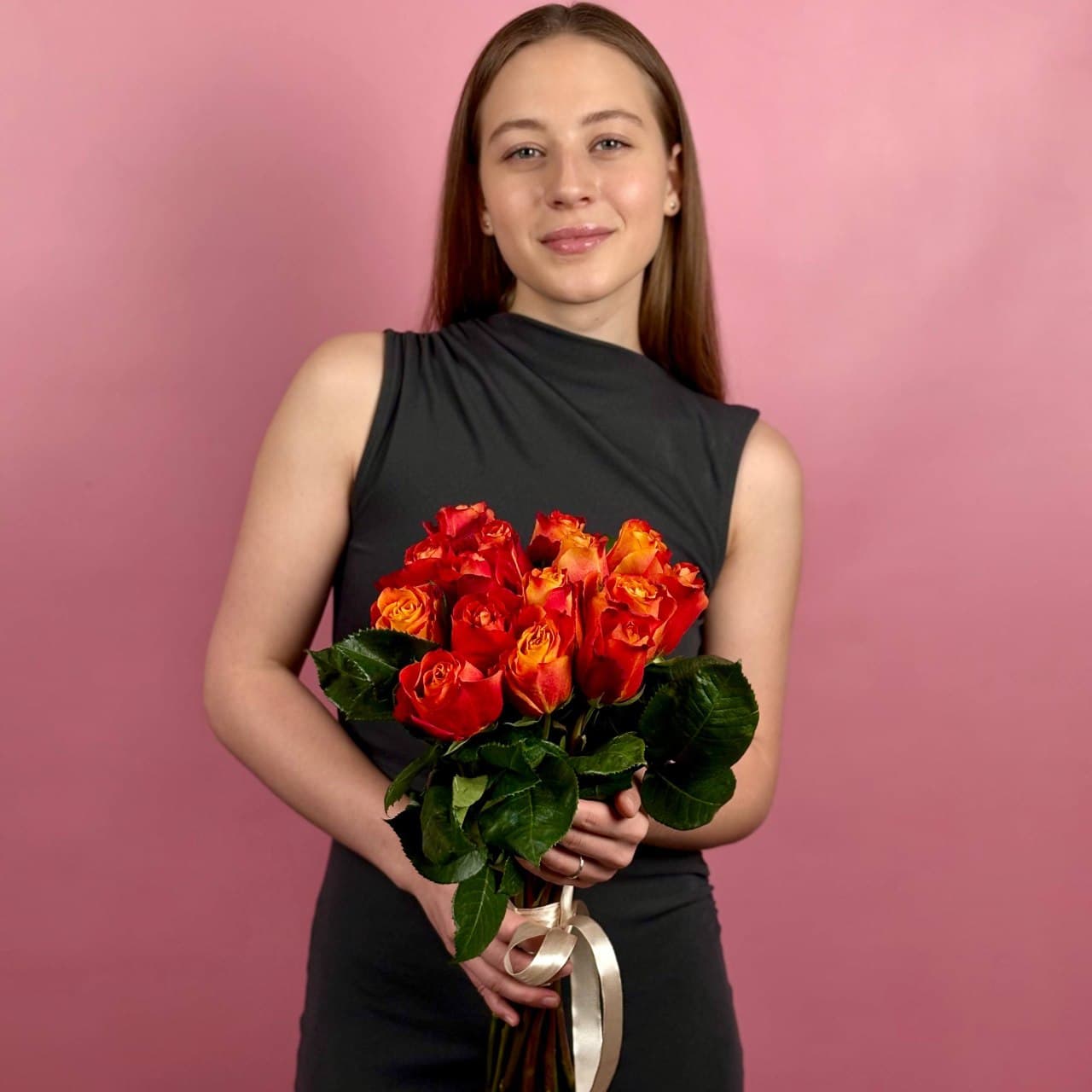 Оранжевые розы, 15 шт. — миниатюра 6