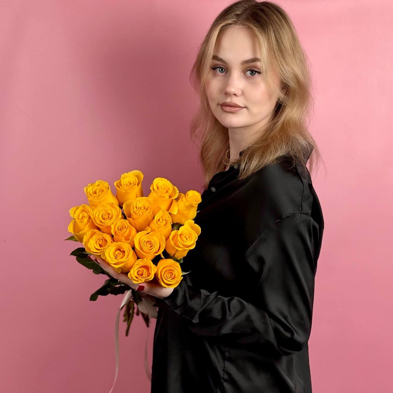 Желтые розы, 15 шт. — миниатюра 3
