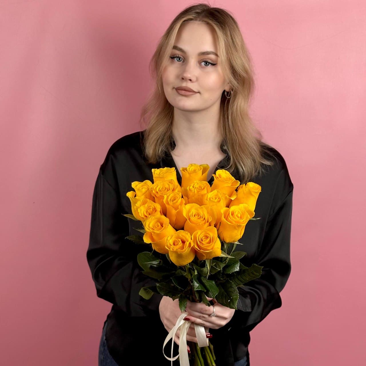 Желтые розы, 15 шт. — миниатюра 4
