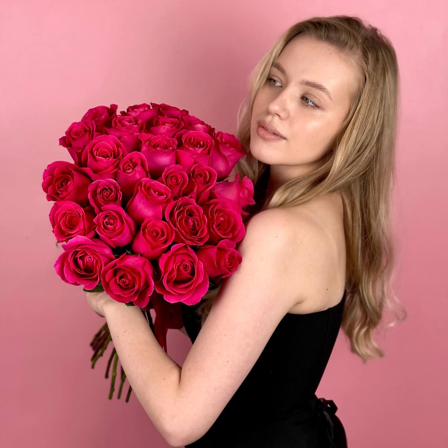 Розовые розы, 29 шт. — миниатюра 2