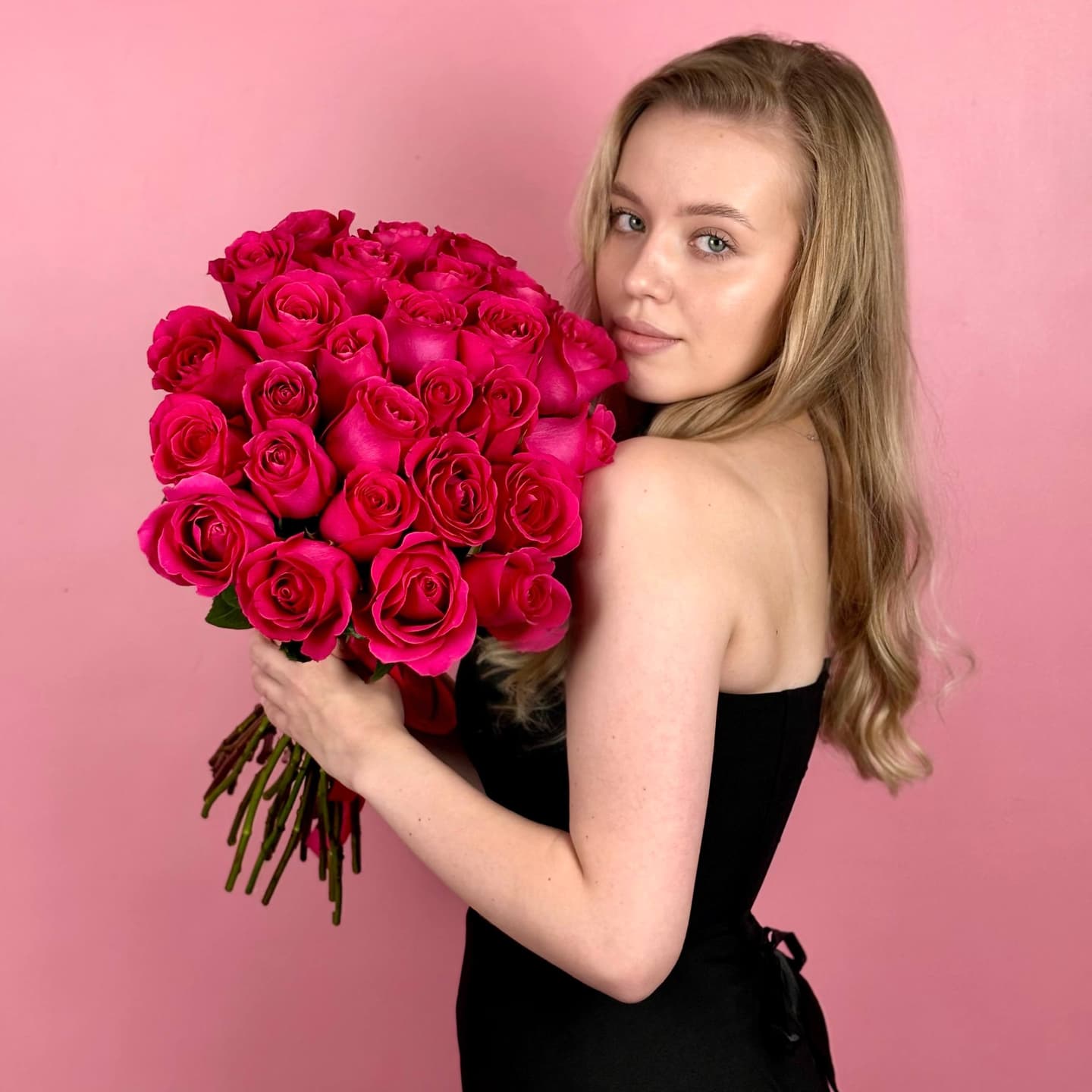 Розовые розы, 29 шт. — миниатюра 5