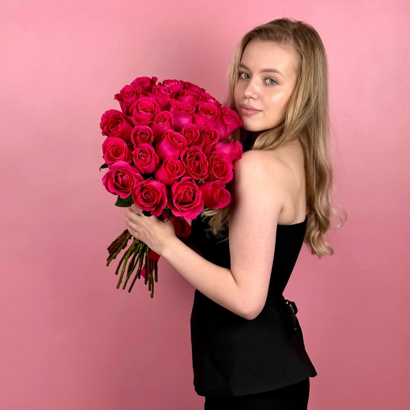 Розовые розы, 29 шт. — миниатюра 6