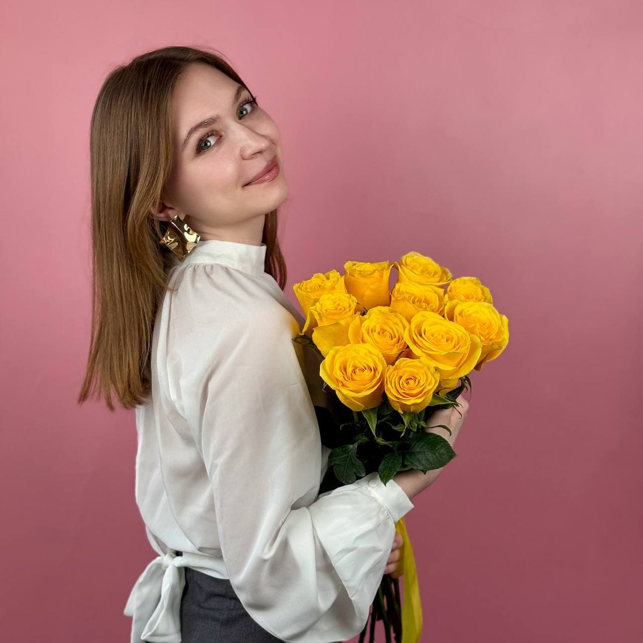 Желтые розы, 11 шт — миниатюра 2