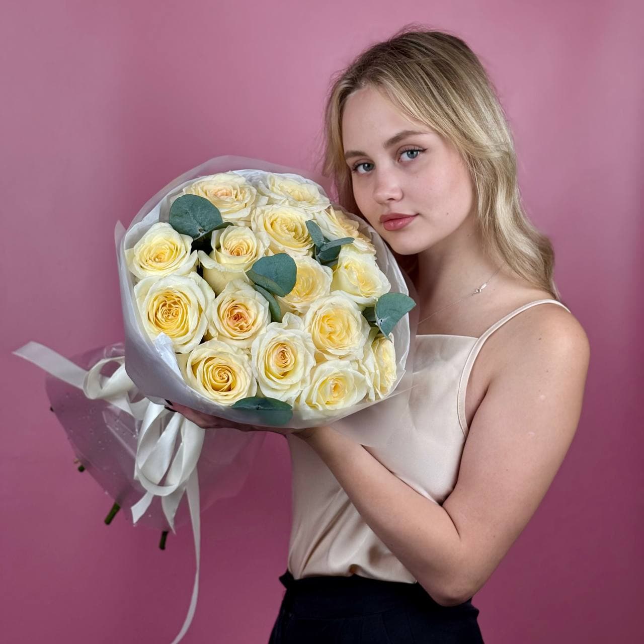 Канделайт розы с эвкалиптом 15 шт — миниатюра 4