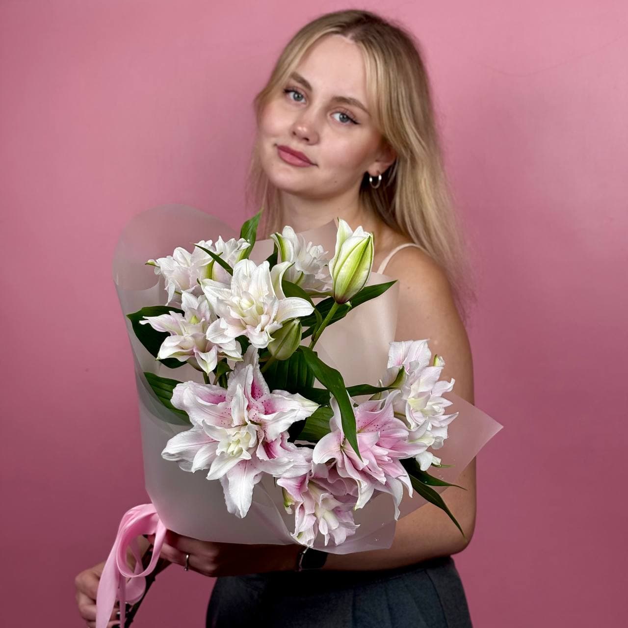 Лилии розовые, 3 шт. в упаковке — миниатюра 4