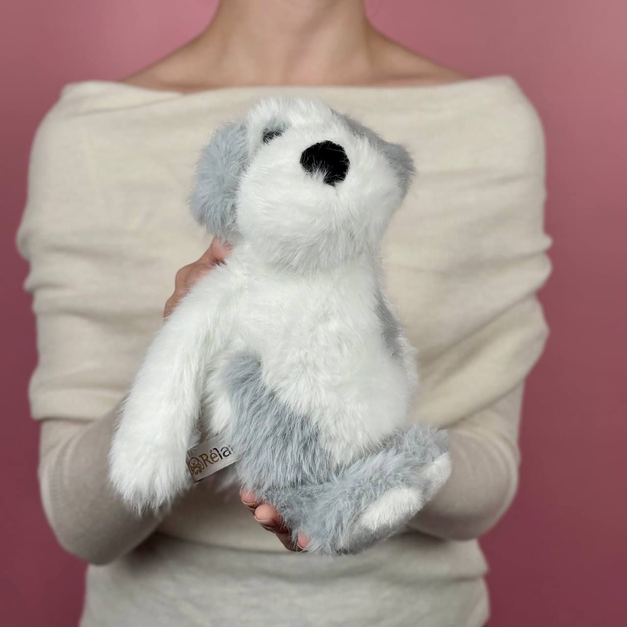 Игрушка мягконабивная ТМ "Relana" Собака бело-серая, 22 см, в/п 22*15*9 см — миниатюра 2