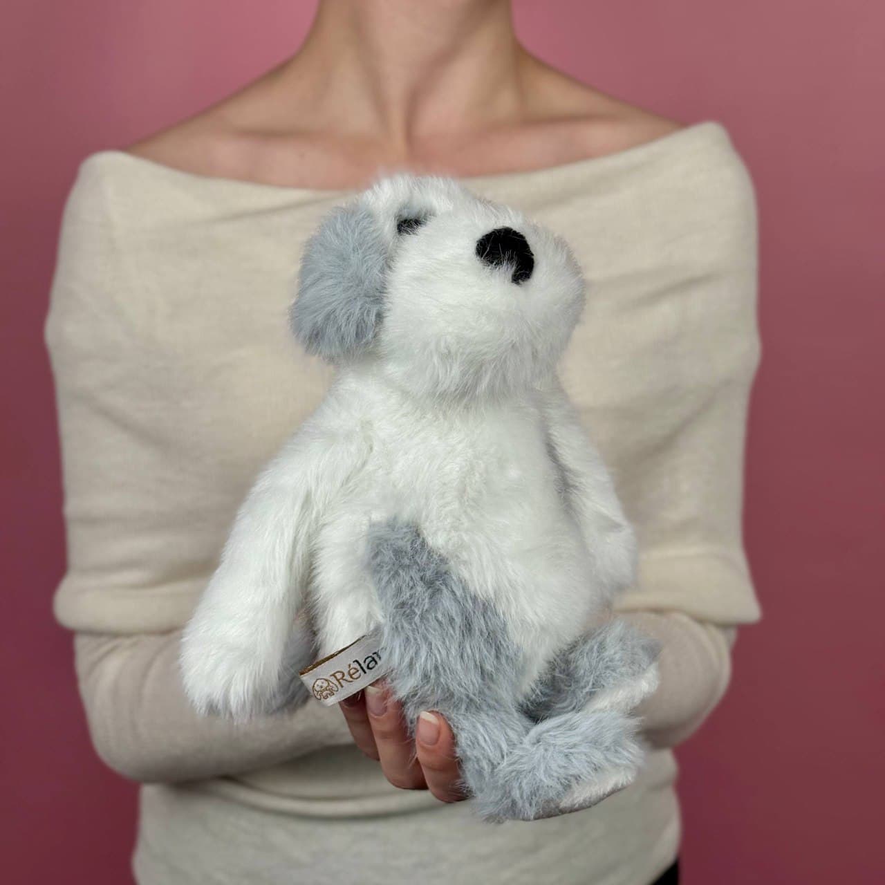 Игрушка мягконабивная ТМ "Relana" Собака бело-серая, 22 см, в/п 22*15*9 см — миниатюра 3