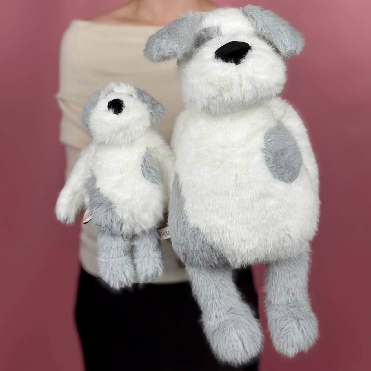 Игрушка мягконабивная ТМ "Relana" Собака бело-серая, 22 см, в/п 22*15*9 см — миниатюра 4