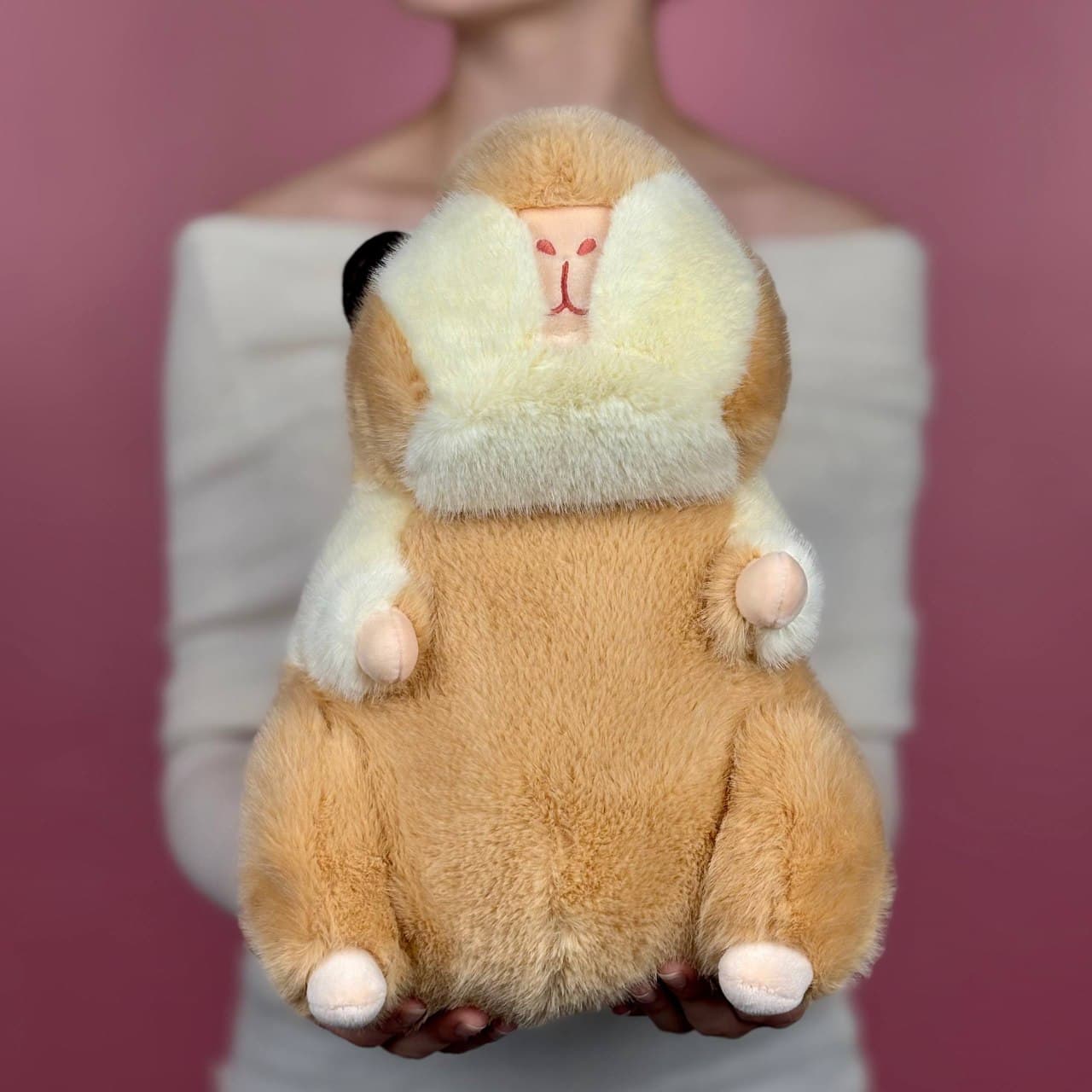 Игрушка мягконабивная ТМ "Relana" Хомяк бежевый, 30 см, в/п 30*23*19 см — миниатюра 3