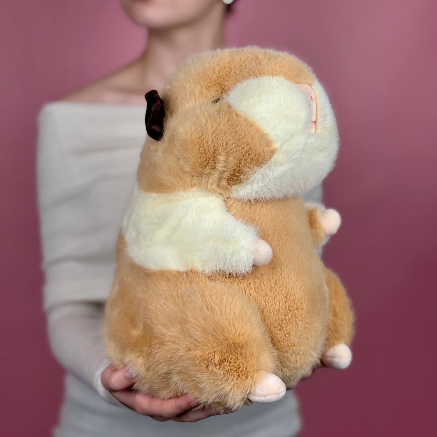 Игрушка мягконабивная ТМ "Relana" Хомяк бежевый, 30 см, в/п 30*23*19 см — миниатюра 4