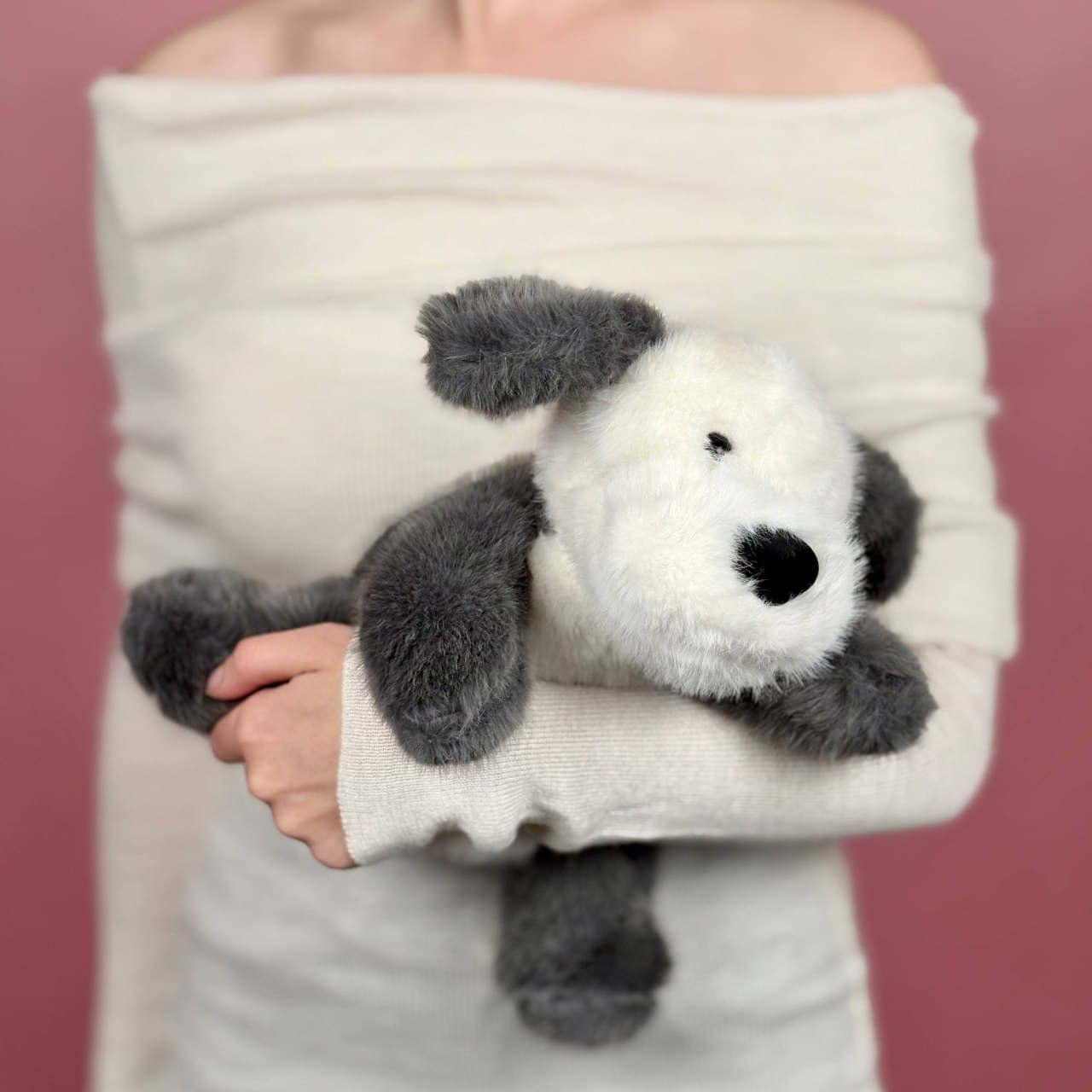 Игрушка мягконабивная ТМ "Relana" Собака, бело-серая, 30 см — миниатюра 2