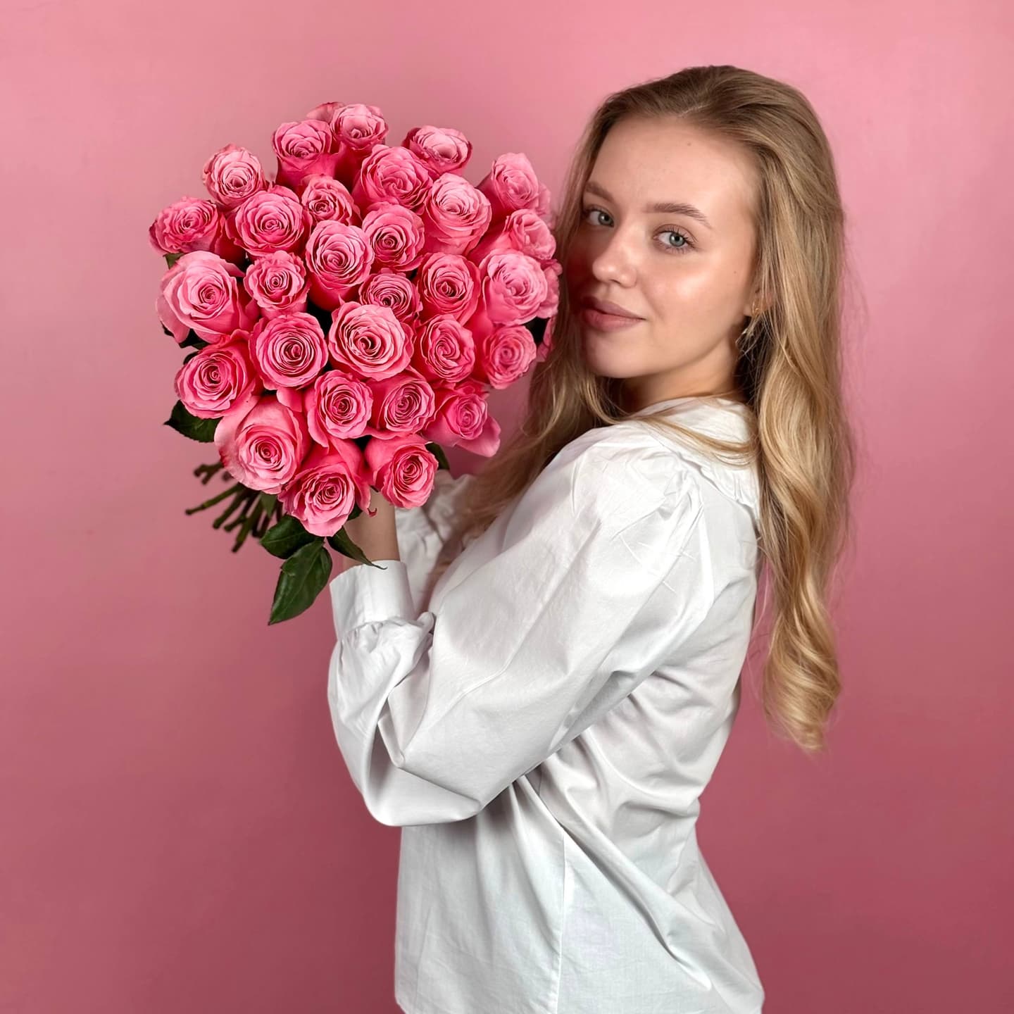 Розовые розы, 29 шт. — миниатюра 2