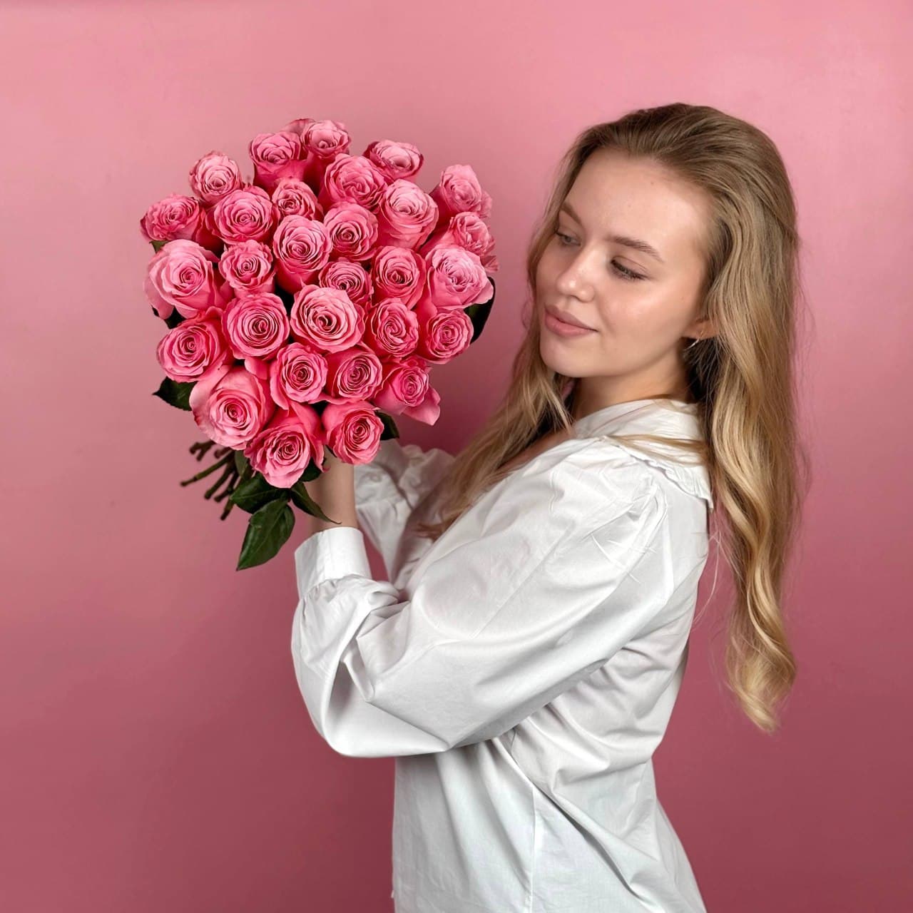 Розовые розы, 29 шт. — миниатюра 4